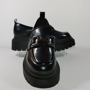 Madden Girl Black Patent Platform Loafers